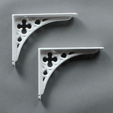 Pair WHITE 5x4" SMALL ANTIQUE VINTAGE GOTHIC CAST IRON SHELF BRACKETS (BR03wx2)