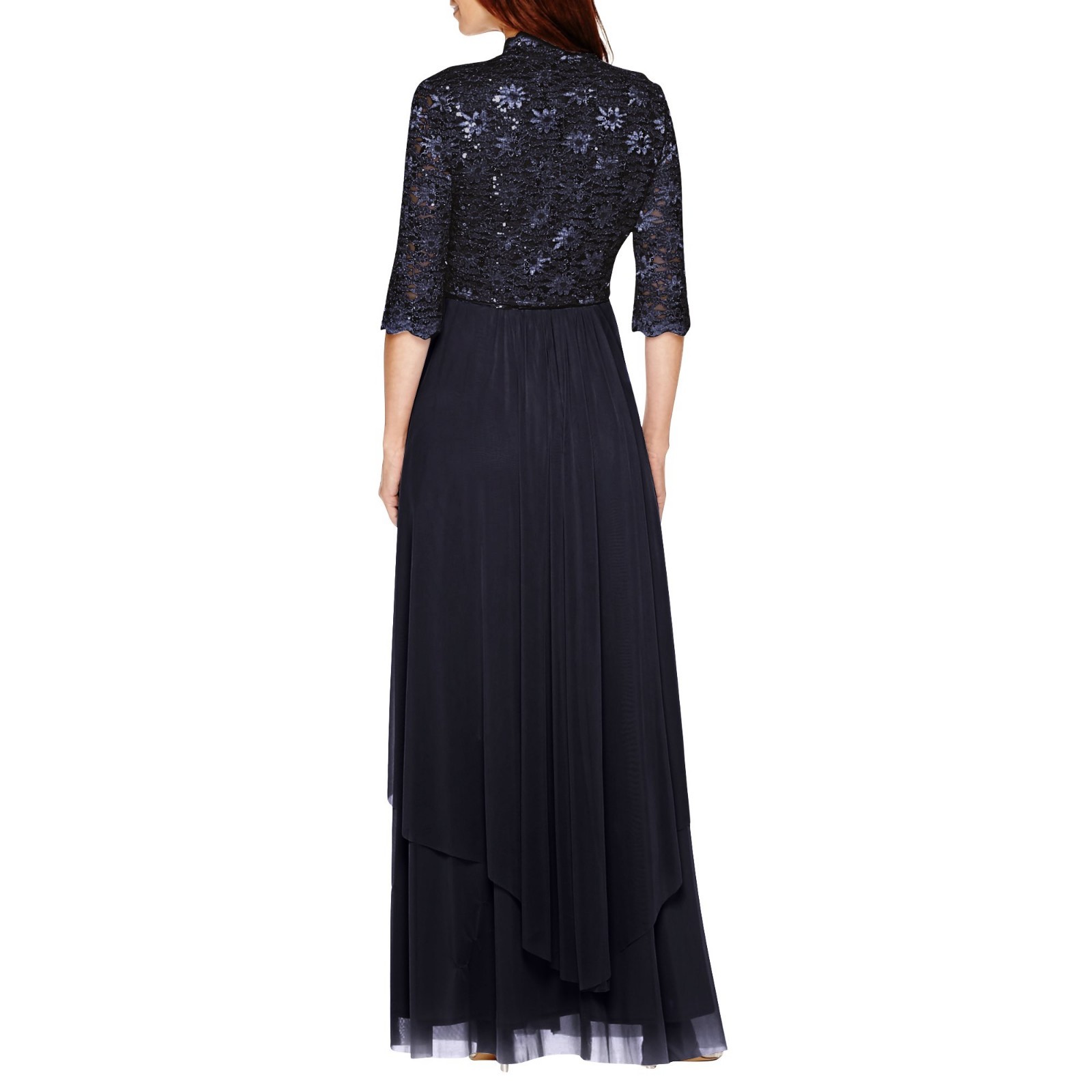 RM Richards Women’s Sequin Lace Jacket Long Dress - Three Quarter ...