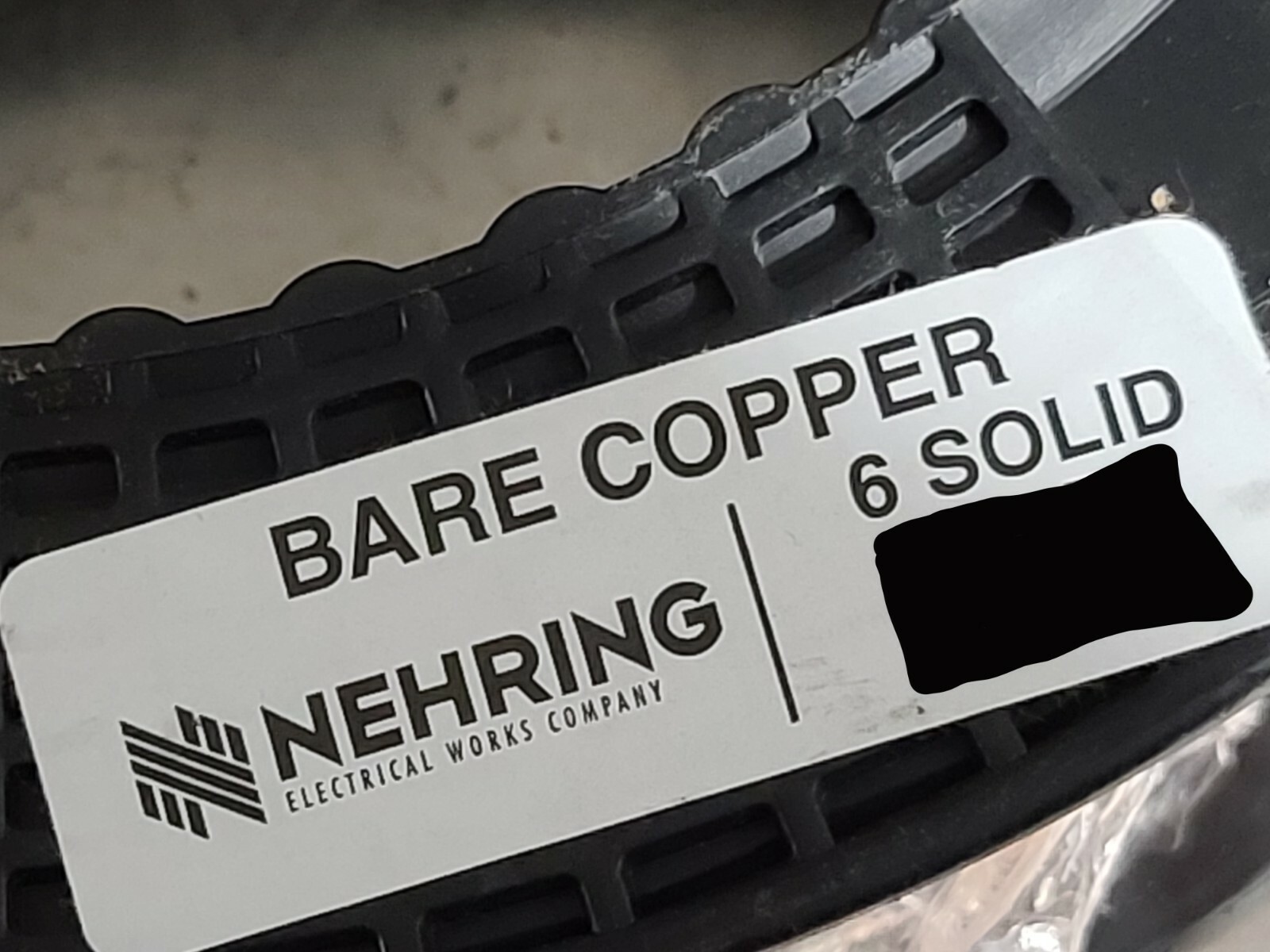 Nehring #6awg Solid Bare Copper Un-insulated Grounding/Bonding Wire /25ft