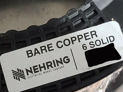 Nehring #6awg Solid Bare Copper Un-insulated Grounding/Bonding Wire ...