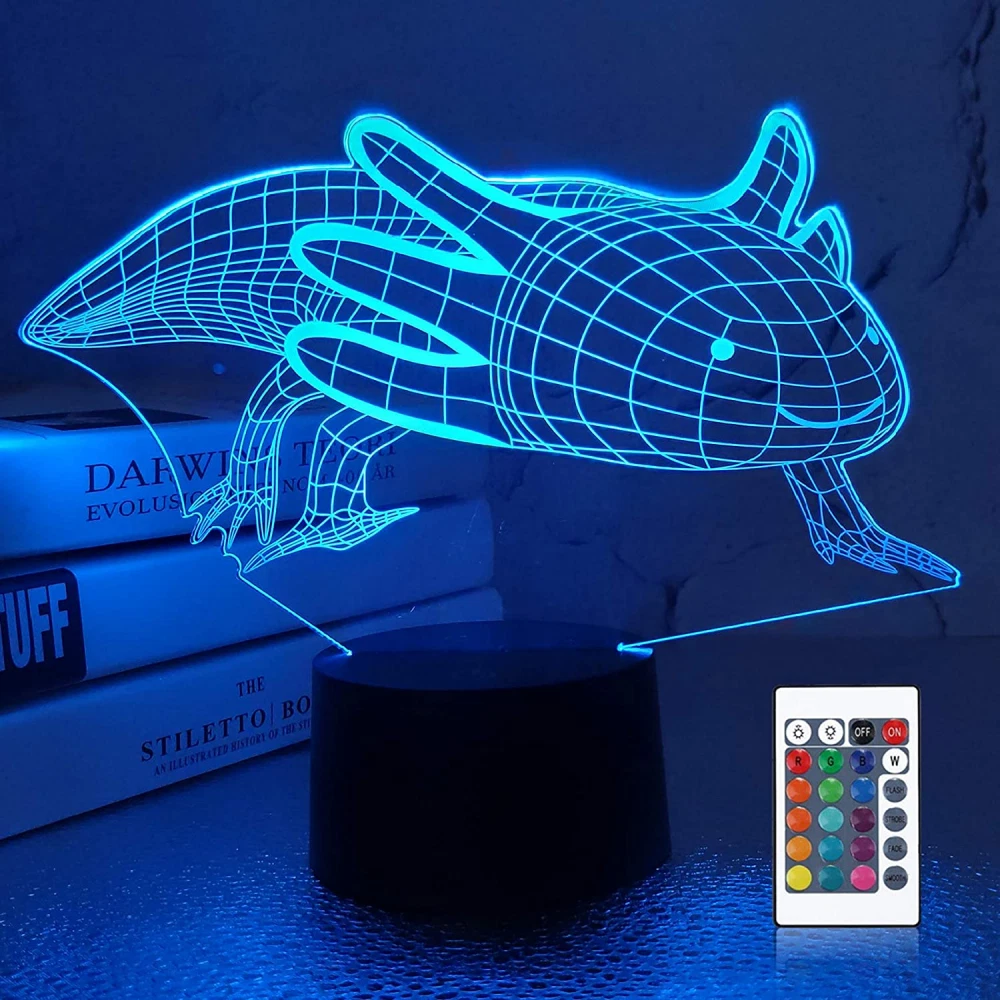 Axolotl Gifts Lampeez 3D Lamp Night Light Illusion lamp Multicolor