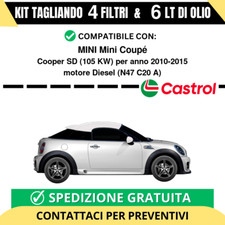 Tagliando per MINI Mini Coupé Cooper SD 105 kw - 6 Lt di Castrol + 4 Filtri a...