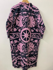 Floral Hand Embroidered Duster Kimono Boho Cotton Long Jacket