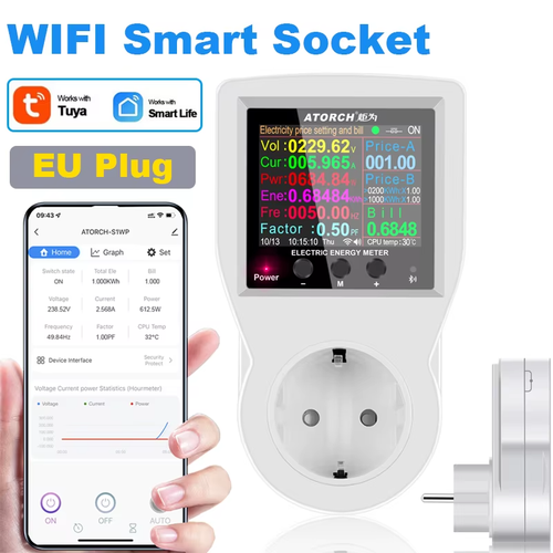 Ac Wifi Smart Socket Digital Wattmeter US/UK Plug Power Meter Electricity 220V * - Bild 2 von 16