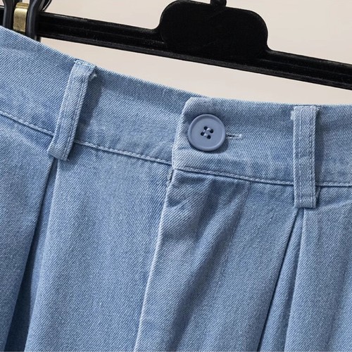Damen lockerer Jeansrock dünne Jeans A-Linie halbes Kleid Midirock Sommer weich - Bild 18 von 27