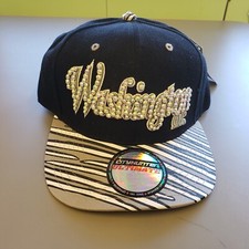 Washington D C Hand Craft Quality Swarsovski Rhinestones Unisex Blk.  White Cap