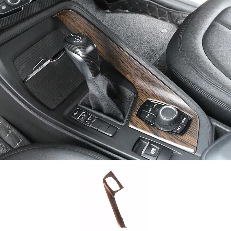 For BMW X1 F48 Car Middle Console Pine Wood Grain Multimedia Panel Trim 2016-21