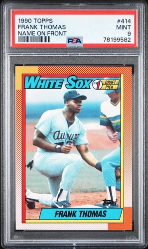 1990 Topps Frank Thomas Name On Front Rookie Card #414 Graded PSA 9 MINT!
