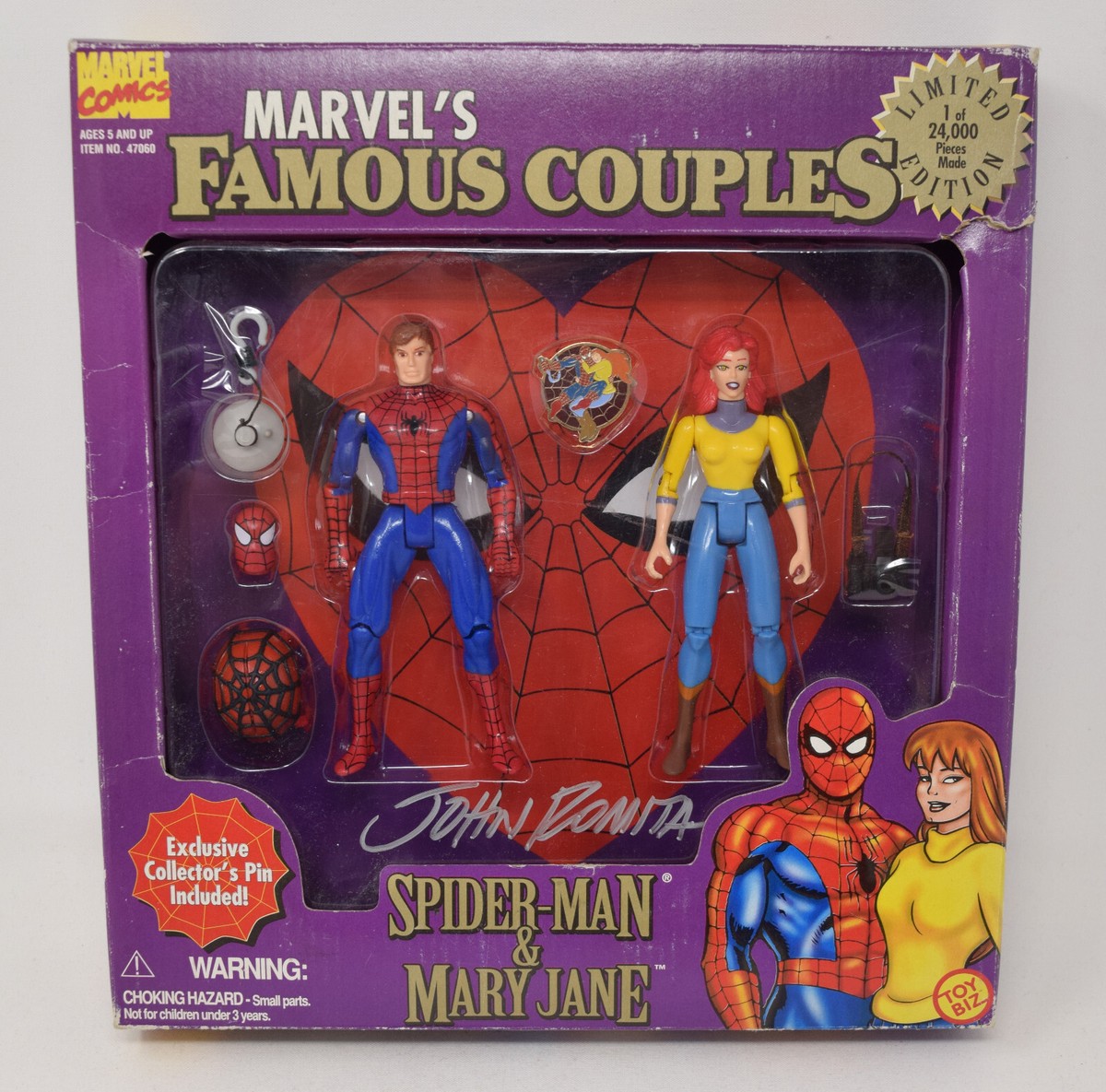 Marvels Famous Couples Spider-Man Mary Jane Action Figures Signed