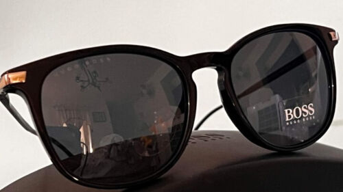 Gafas de sol Hugo Boss Italia 0987/S 8071R marco negro redondo $390 nuevas en caja #2 - Imagen 2 de 7