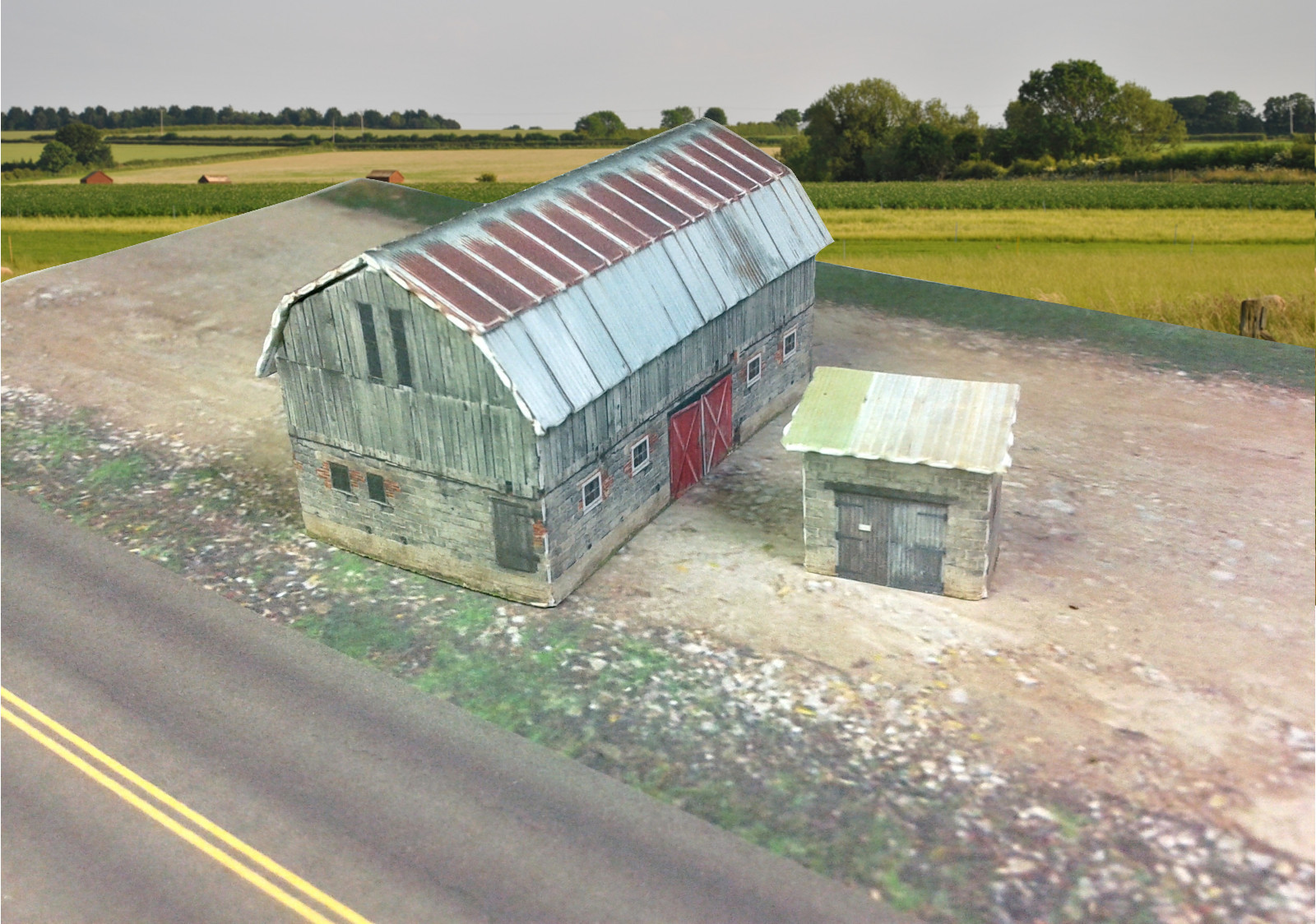 Z Scale Building Rustic 23' Tall Barn Cardstock Pre Cut Kit PAPER KIT