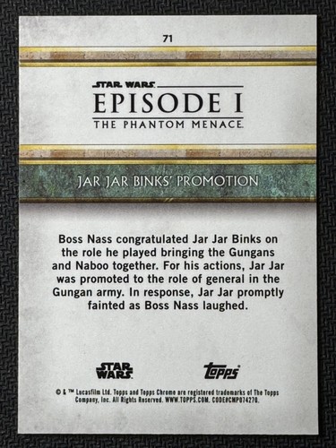 2024 Topps Sapphire Star Wars vert /99 pot réfracteur binks #71 Phantom - Photo 2 sur 3