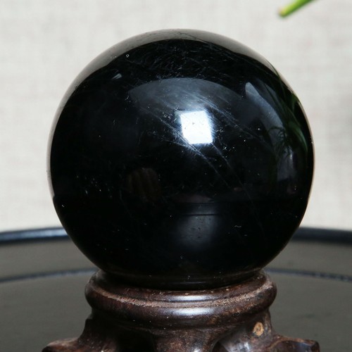 B1372-260g Natural Black Tourmaline Crystal Sphere Round Crystal Ball Healing - Picture 4 of 12