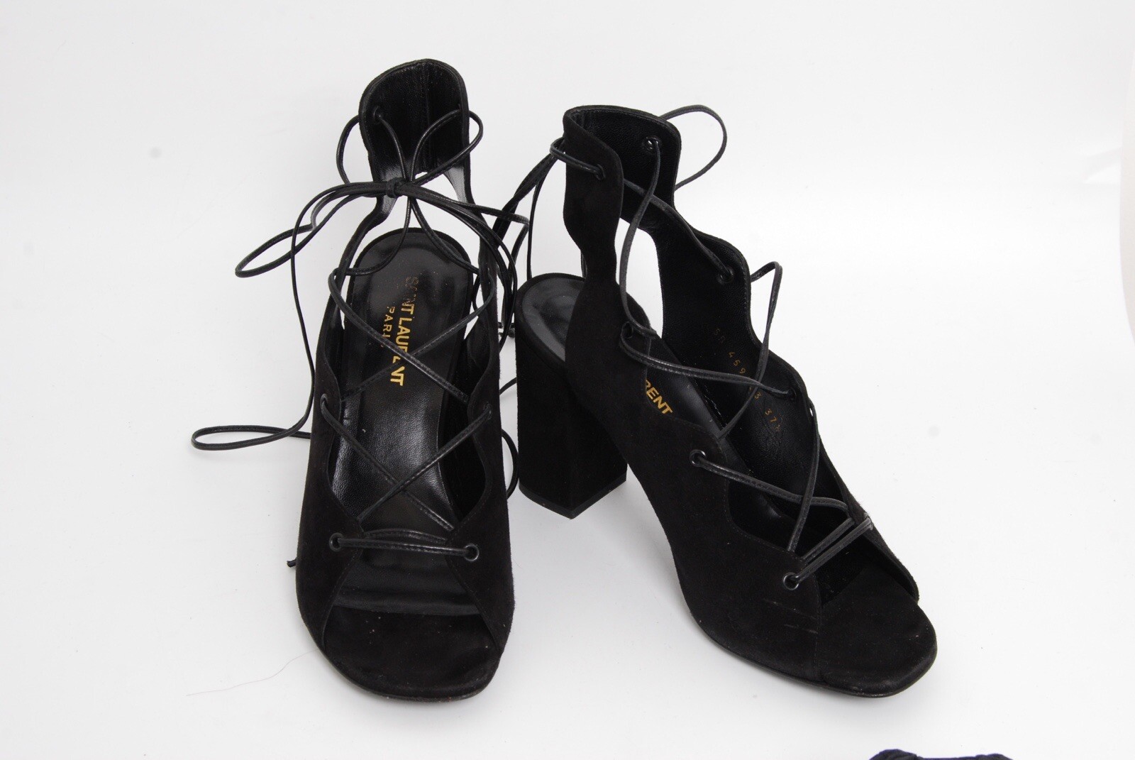 Saint Laurent sandali donna pelle scamosciata neri taglia 37 5