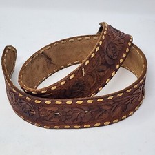 Western Tooled Leather Belt Rose Whip Stitch NANCY Cowgirl Size 28 Handmade