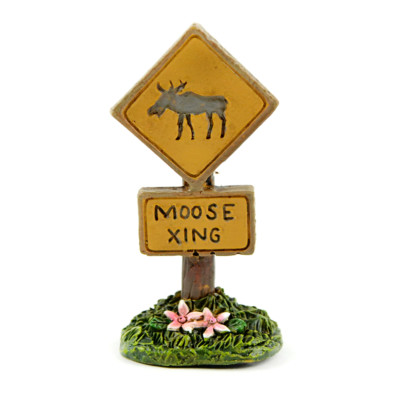 Miniature 'Moose Xing' Sign, Forest Sign, Camping Garden Sign, Animal Sign