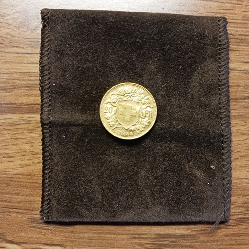 Vintage 1935 L-B Switzerland 20 Francs Gold Coin Swiss Helvetia - Picture 3 of 4
