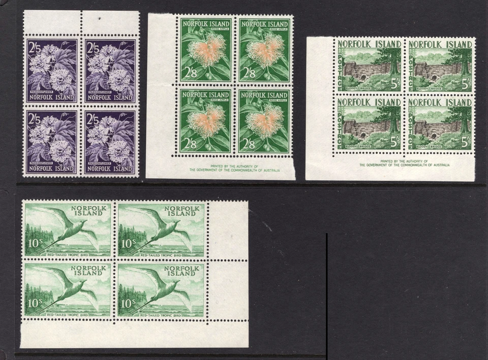 M23017 Norfolk Island 1960 SG24/36 QEII: Definitives in marginal blocks of 4 UMM - Image 2 of 2