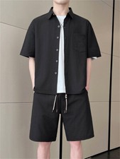 Mens Tracksuit 2-Piece Set Short Sleeve T Shirt Shorts Sweatsuit Outfit Set