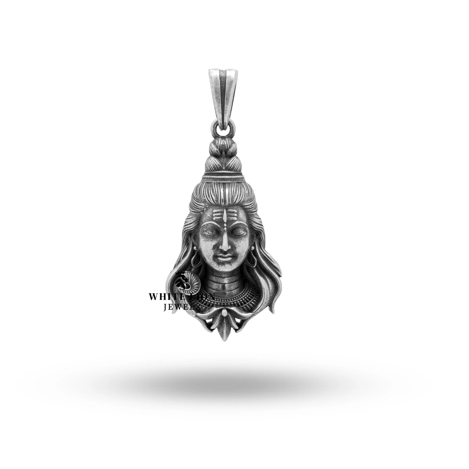 Pendentif Seigneur Shiva Dieu Suprême Bénédictions Troisième Œil Visage Argent 925