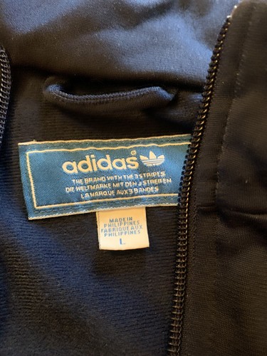 adidas jogger zip up Jacket Nave youth large (fits Like XL) Vtg Broken Zip - Picture 2 of 3