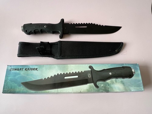 Frost Cutlery Combat Raider Bowie Black Fixed Blade Knife - Picture 2 of 4