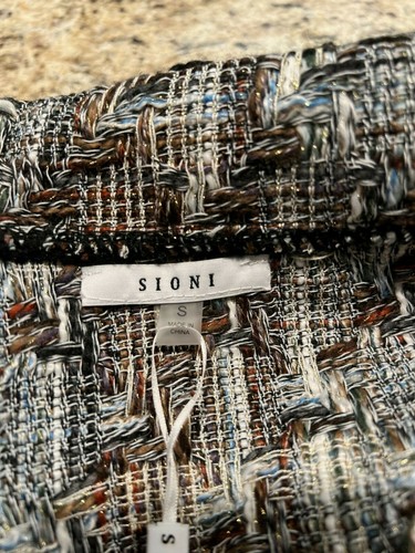 Sioni Women Grey Black Button Down Cardigan blazer Small New Pearl Embroidered - Picture 7 of 11