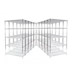 10 x HEAVY DUTY Chrome 5 Tier Shelving 500KG Capacity 1838mmH X 1212mmW X 457mmD