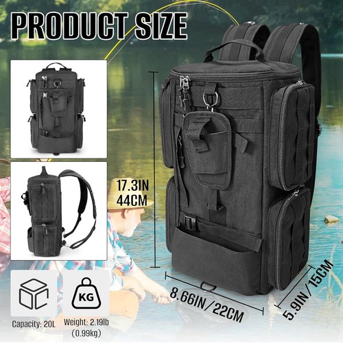 Fishing Tackle Backpack With Cooler Waterproof Rod Holder Large Storage Bag Gear - 第 7/7 張圖片
