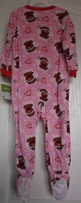 GIRLS SESAME STREET CHRISTMAS FOOTED PJs - ELMO - SIZE 4T