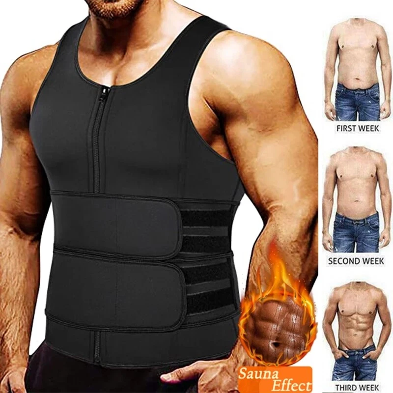 Men's Sauna Suit Sweat Vest Neoprene Tank Top Body Shaper T-Shirt Waist  Trainer