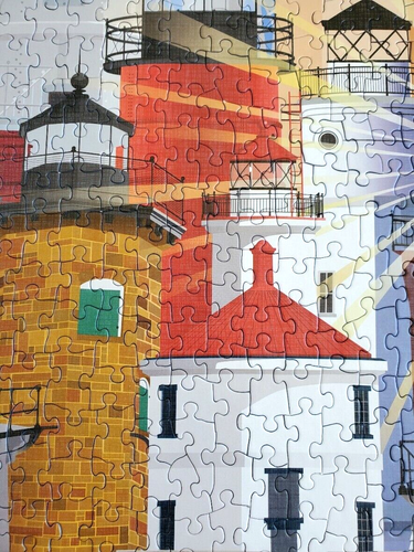 Puzzle Twist LIGHTHOUSES WESTERN GREAT LAKES Mixed Up 500 pc puzzle COMPLETE - Picture 3 of 10