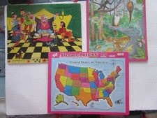 Lot of 3 cardboard jigsaw puzzles for children