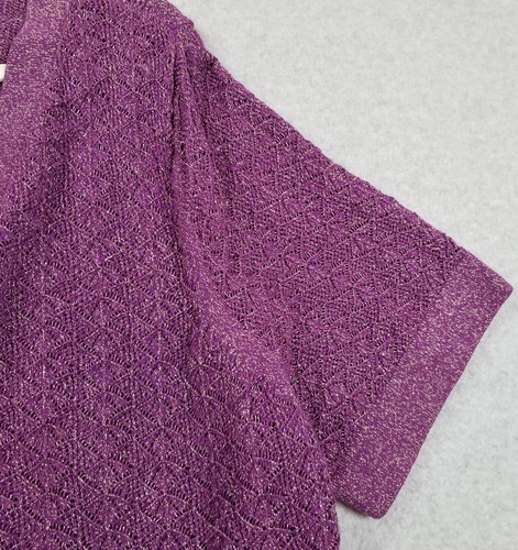 Catherines Cardigan Sweater Womens 3X Plus Purple Gold Short Sleeve Open Stretch - Picture 4 of 11