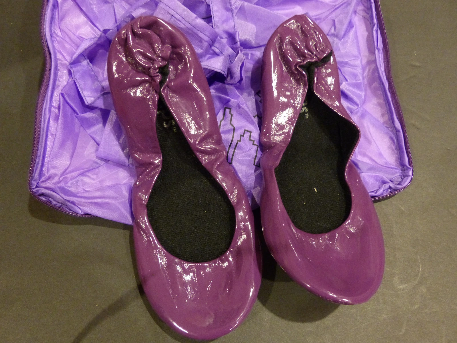 CitySlips Shoes S 5.5-6 Flats Foldable Patent Leather Comfort Travel Case Purple