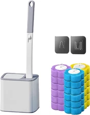 Disposable Brush with Holder & Refill Heads - Hygienic Sanitary Toilet Cleaner f