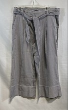 Banana Republic Women's High-Rise Wide-Leg Crop Pant Navy Stripe NWT Sz 12