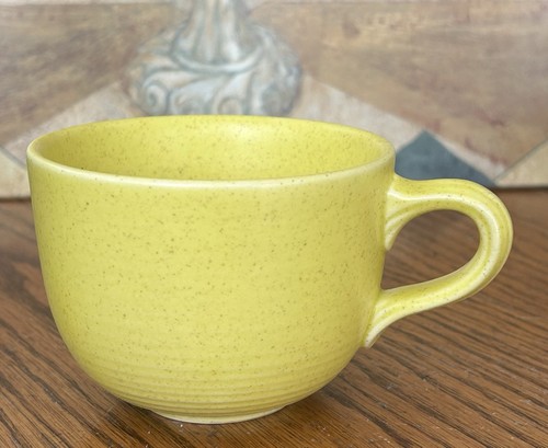 Royal Stone Yellow Flat Cups & Creamer Coffee Cream Vintage Stoneware EUC - Picture 12 of 20