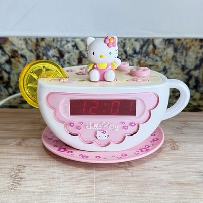 Hello Kitty Alarm Clock Radio Teacup Pink Sanrio 2003 Cute | eBay
