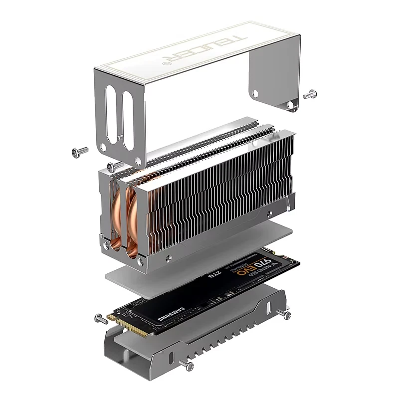 Disipador de calor doble tubo de calor M2-10 M.2 2280 NVMe enfriador SSD con almohadilla térmica computadora Foto 4 de 4