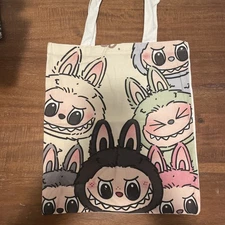 Canvas Tote Bag with Labubu Print Design