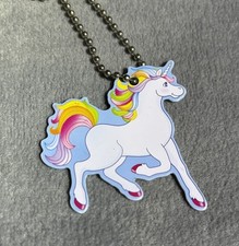 Rainbow Unicorn Pendant Silver tone Ball bead Chain Necklace