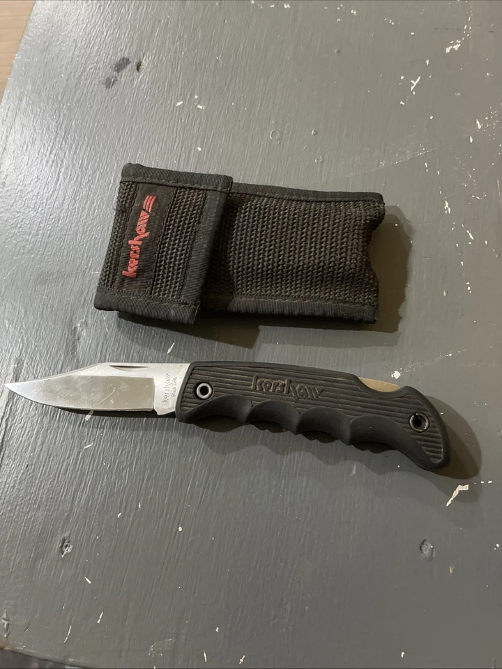 Navaja de bolsillo plegable vintage Kershaw Black Colt 1045 Japón y funda de nailon negra Foto 3 de 4