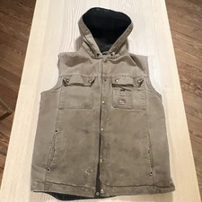 Carhartt Brown Hooded Lined Workwear Vest with Zipped Pockets Men's Size M