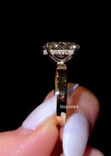 5 Ct Oval Cut Solitaire Moissanite Hidden Halo Wide Band Wedding Ring 925 Silver
