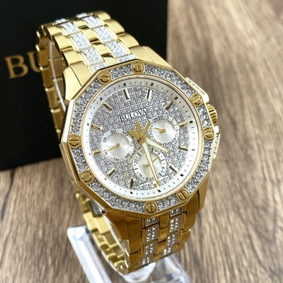 #ad Bulova Octava 98C126 Crystal Dial Gold Tone Stainless Steel Men#x27;s Watch $179.36