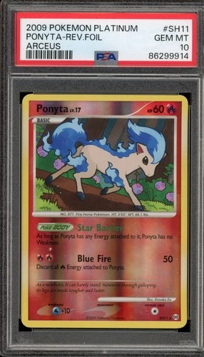 Pokemon Ponyta Platinum Arceus Shiny Reverse Holo Rare #SH11 PSA 10 Gem Mint