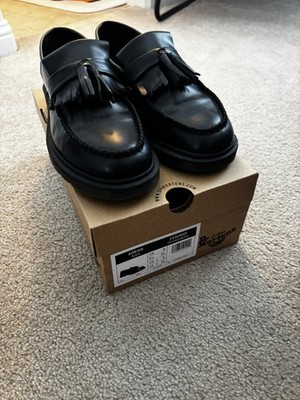 Dr. Martens Adrian Tassel Loafers Black Smooth Leather Mens Size 9 USM