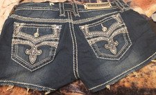 Rock Revival Womens Dark Wash Denim Cut Off S...