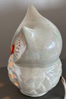 Vtg Iridescent Pearl White Ceramic Owl Night Light Table Lamp Big Eyes Works 70s — photo 6